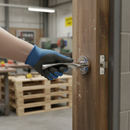 Premium Round Rose Lever Door Handle Set in Polished Chrome with Bullet Latch and Ball Bearing Hinges for Modern Interiors