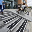 Aluminum stair nosing profile 94x32mm with PVC insert strip for commercial and industrial applications