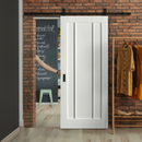 Premium White Internal Primed Toledo 3 Panel Sliding Door with Black Top Mounted Kit for Modern Homes