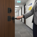 Premium Round Rose Lever Fire Rated Handle Set with Matt Black Finish for Enhanced Safety and Style