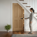 Premium Unfinished Oak Internal Victorian 4 Panel Angled Under-Stair Cupboard FD30 Fire Door with Customisation Options