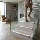 Heavy duty aluminium stair nosing profile 71x55mm showing metallic finish for indoor and outdoor use