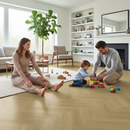 Premium Rigid Core Vinyl Flooring in Herringbone Design, 5mm Thickness with Embossed Purecoat Finish and Waterproof Installation System