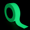 Photoluminescent glow-in-the-dark anti-slip tape roll glowing bright green in darkness — 50mm x 18.3m