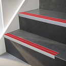 Aluminium Anti-Slip Stair Nosing 85x32mm Rakeback, Twin PVC Inserts, 11 Colours, 1m-3.22m — Insert Colour: Red