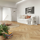 Premium Water-Resistant 8mm Laminate Flooring with Chevron Design, Durable and Scratch-Resistant for Modern Homes