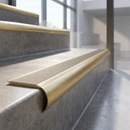 Solid Brass Stair Nosing with Anti-Slip Carborundum Infill, Raked Back Profile — Anti-Slip Infill Colour: Chalk