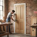 Premium Unfinished Traditional Victorian 4 Panel FD30 Fire Door - Solid Engineered Core for Fire Safety and Custom Finish Options