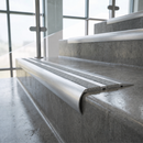 Aluminium Stair Nosing 77mm x 40mm, 5mm Gauge with Carborundum Insert — Anti-Slip Insert Colour: Italian Marble