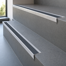 Anti-Slip Rake Back Stair Nosing 67x55mm Aluminium Ramp Profile, DDA Compliant, 800-3200mm — Insert Colour: White