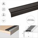 Aluminium stair nosing in Black With Black Rubber — 46mm x 30mm profile, 0.9m 1.2m and 2.7m lengths