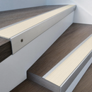 Aluminium Stair Nosing 66x55mm Raked Single Channel, Cut to Size up to 2.5m — PVC Insert Colour: Porth Stone Castellated