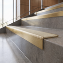 Solid Brass Stair Nosing with Carborundum Inserts, Custom Lengths — Anti-Slip Infill Colour: Chalk