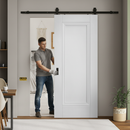 Premium White Primed Elegance Lancaster 1 Panel Sliding Door with Black Steel Track for Modern Interiors