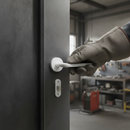 Premium Round Rose Slim Lever Door Handle Set with Magnetic Latch in Matt White Finish for Contemporary Interiors