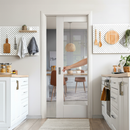 Premium White Primed 1-Light Clear Glass Pocket Door Set - Contemporary Design for Space Optimization