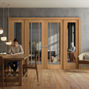 Premium Unfinished Oak Room Divider Set with Clear Glass Panels and Elegant Toledo Design for Stylish Interior Spaces