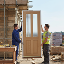 Premium Unfinished Oak External Door with 4 Panels and 2 Obscure Glass Inserts for Custom Finishing