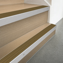 66x55mm raked back aluminium stair nosing cut to size with an Olive castellated PVC insert
