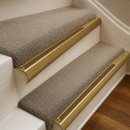 Solid Brass Stair Nosing 63.5mm Bullnose Single Channel, Anti-Slip Insert, Cut to Size 700-2700mm — Colour: Olive Castellated