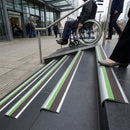Aluminium stair nosing profile 69x40mm with non-slip ridged surface for indoor and outdoor use