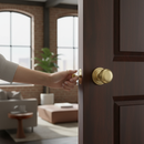 Premium Victorian Style Louvre Door Knob with Satin Brass Finish and Matching Fixings