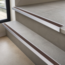 Anti-Slip Rake Back Stair Nosing 67x55mm Aluminium Ramp Profile, DDA Compliant, 800-3200mm — Insert Colour: Brown
