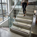 57x55mm aluminium stair nosing profile showing DDA compliant anti-slip design for indoor and outdoor use