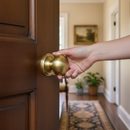 Premium Round Rose Mushroom Mortice Door Knob - 58mm Satin Brass Finish for Elegant Door Hardware