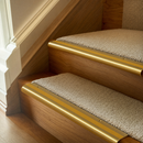 Solid Brass Stair Nosing 63.5mm Bullnose Single Channel, Anti-Slip Insert, Cut to Size 700-2700mm — Colour: Gold Castellated