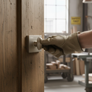 Premium Turn and Release Bathroom Lock on Minimal Square Rose - Satin Nickel Finish