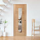Premium Solid Engineered Oak Internal Door with Clear Glass Panel for Enhanced Light Entry