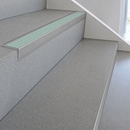 Aluminium Stair Nosing 66x55mm Raked Single Channel, Cut to Size up to 2.5m — PVC Insert Colour: Jade Castellated