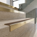 Solid Brass Stair Nosing with Carborundum Insert, Custom Lengths — Anti-Slip Infill Colour: Hazelnut