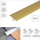 26mm T-bar floor transition strip in Gold finish - 1.0m and 2.5m lengths