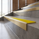 Solid Brass Stair Nosing with Carborundum Inserts, Custom Lengths — Ridged PVC Colour: Canary