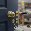 Premium Round Reeded Mortice Door Knob Set with Polished Brass Finish, Ball Bearing Hinges, and Tubular Latch for Elegant Interior Decor