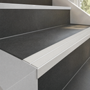 Aluminium Anti-Slip Stair Nosing 85x32mm Rakeback, Twin PVC Inserts, 11 Colours, 1m-3.22m — Insert Colour: Ice Grey