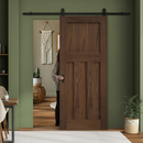 Premium Walnut Internal Fully Finished Sliding Door with Black Steel Track for Modern Interiors