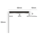 Heavy duty ceramic tile-in stair nosing 56mm x 55mm aluminium profile with anti-slip insert