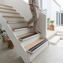 Silver aluminum stair nosing profile 85x32mm with textured anti-slip surface for commercial stairs