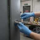 Premium Round Rose Lever Door Handle Set with Polished Chrome Finish, Ergonomic Design, and Secure Bullet Latch for Modern Interiors