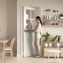 Premium White Primed Internal Barn 4 Light Clear Glass Pocket Door Set for Modern Interiors