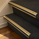 Solid Brass Stair Nosing 63.5mm Bullnose Single Channel, Anti-Slip Insert, Cut to Size 700-2700mm — Colour: Black Anti-Slip Grip