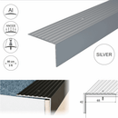65mm heavy duty aluminium stair nosing in Silver anodised finish - 0.9m 1.2m 2.7m lengths