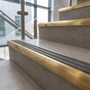 Solid Brass Stair Nosing 83mm x 40mm Ramped Heavy Duty with Carborundum Insert — Anti-Slip Infill Colour: Speckled Graphite