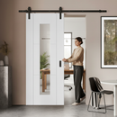 Premium White Primed Internal Sliding Door with Clear Glass Panel - Modern 3-Panel Design for Bright Spaces