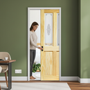 Premium Unfinished Internal Pocket Door Set with Elegant Campion Glass Panels and Durable Pine Frame for Space Efficiency