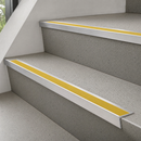 Anti-Slip Rake Back Stair Nosing 67x55mm Aluminium Ramp Profile, DDA Compliant, 800-3200mm — Insert Colour: Yellow