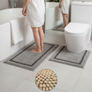 Premium 2-Piece Non-Slip Grey Bathroom Mat Set - Ultra Fluffy, Absorbent Chenille with Washable U-Shape and Rectangular Design